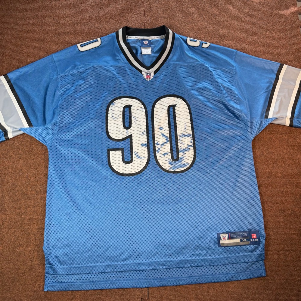 Reebok Detroit Lions Ndamukong Suh Jersey Mens XL Blue Football 90 NFL Equipment